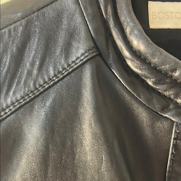 Boston Proper Black and Gold Leather Moto Jacket - Picture 7 of 9
